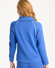 Chico's On Sale Amparo Blue Zenergy® Soft Pique Half-Zip Pullover Top