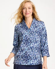 Chico's Discount Amparo Blue Zenergy® UPF Ruffle Neck Top