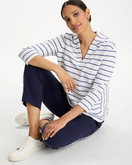 Chico's On Sale Passport Blue Zenergy® Jersey Striped Pullover Top
