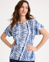 Chico's Sale Passport Blue Zenergy® Tie-Dye Drop Shoulder Tee