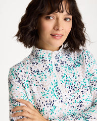 Chico's On Sale Topanga Green Zenergy® UPF Dots Pullover Half Zip Top
