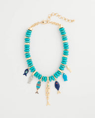 Chico's Outlet Turquoise Turquoise Fish Charm Statement Necklace