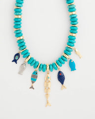 Chico's Outlet Turquoise Turquoise Fish Charm Statement Necklace