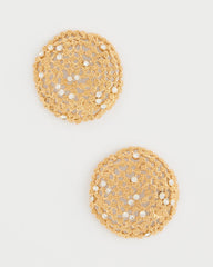 Chico's Discount Gold Sea Foam Medallion Stud Earrings