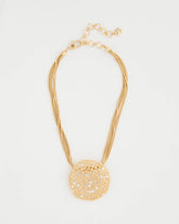 Chico's On Sale Gold Sea Foam Medallion Pendant Necklace