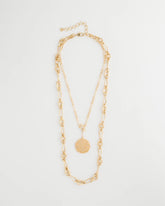 Chico's For Sale Gold Sea Foam Medallion Double-Strand Pendant Necklace