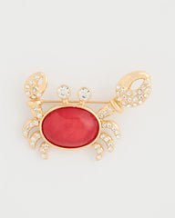 Chico's Discount Red Americana Faux Diamond Crab Brooch