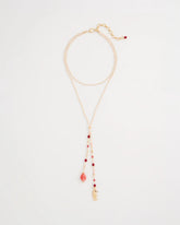 Chico's On Sale Coral Coral Genuine Stone Y-Pendant Necklace