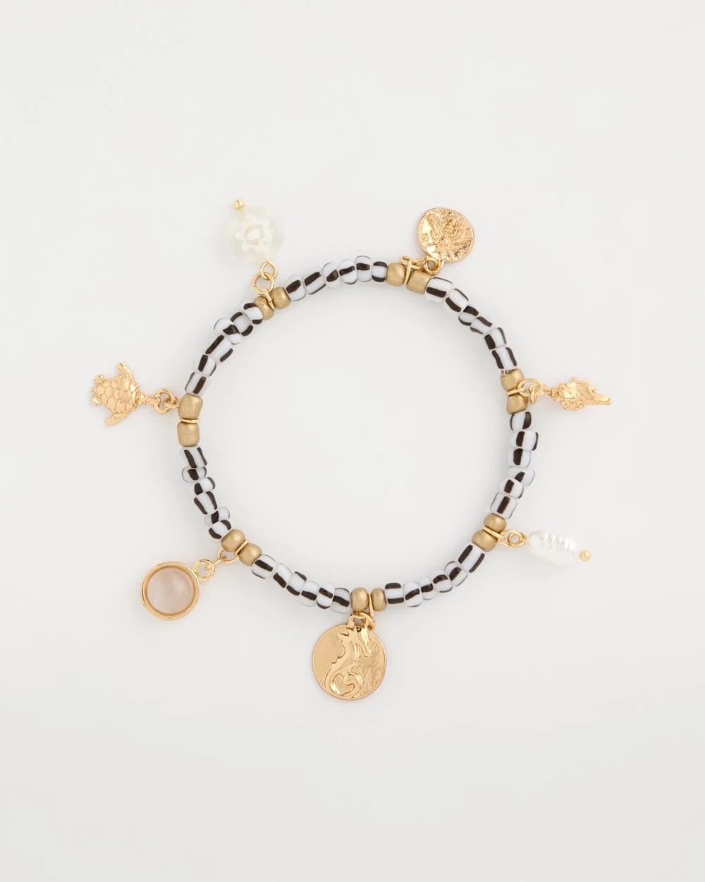 Chico's On Sale Black Beachy Charm Stretch Bracelet