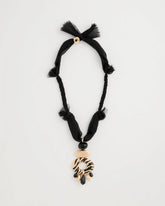 Chico's Outlet Black/Gold Tiger Pendant Necklace