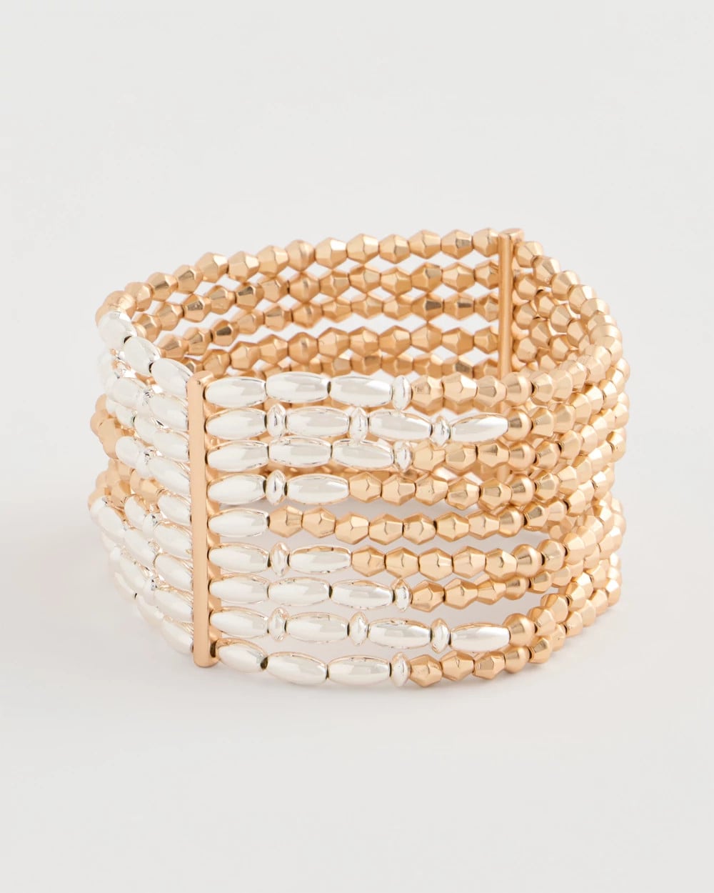 Chico's Online Mixed Metals Multi-Strand Beaded Stretch Bracelet