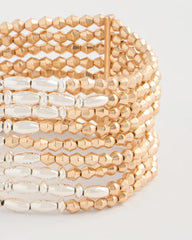 Chico's Online Mixed Metals Multi-Strand Beaded Stretch Bracelet