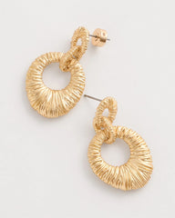 Chico's On Sale Gold Crinkle Goldtone Doorknocker Earrings