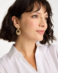 Chico's On Sale Gold Crinkle Goldtone Doorknocker Earrings
