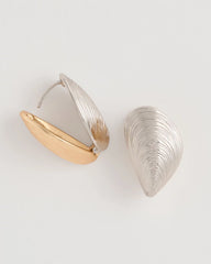 Chico's Discount Mixed Metals Mixed Metal Shell Earrings