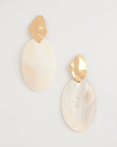 Chico's Discount Neutral Shell Oval Drop Earrings