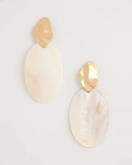 Chico's Discount Neutral Shell Oval Drop Earrings