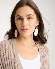 Chico's Discount Neutral Shell Oval Drop Earrings