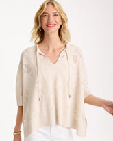 Chico's Online Ecru Crochet Lace Notch Neck Poncho