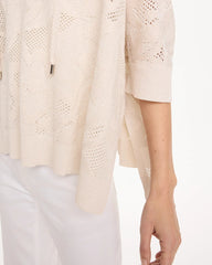 Chico's Online Ecru Crochet Lace Notch Neck Poncho