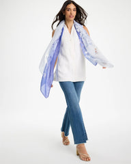 Chico's On Sale Blue Ombre Burnout Oblong Scarf