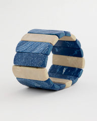 Chico's Online Blue Multi Blue-Neutral Wood Stretch Bracelet