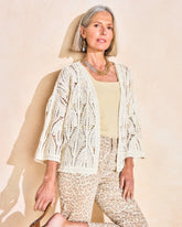 Chico's Discount Neutral Cotton Crochet Kimono