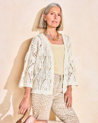 Chico's Discount Neutral Cotton Crochet Kimono