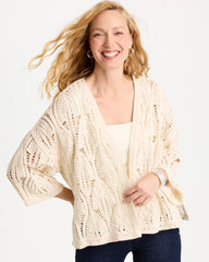Chico's Discount Neutral Cotton Crochet Kimono