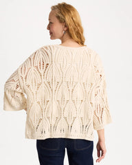 Chico's Discount Neutral Cotton Crochet Kimono