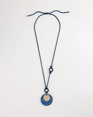 Chico's Sale Blue Multi Adjustable Blue-Neutral Wood Pendant Necklace