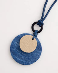 Chico's Sale Blue Multi Adjustable Blue-Neutral Wood Pendant Necklace