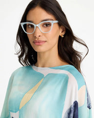 Chico's Online Light Blue Pearlescent Cat Eye Readers