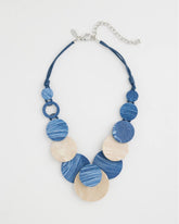 Chico's Discount Blue Multi Chico's Originals Blue Neutral Wood Bib Necklace