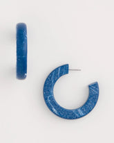 Chico's Sale Blue Multi Blue-Neutral Wood Hoop Earrings