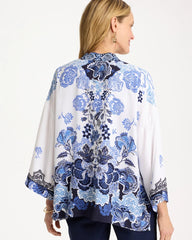 Chico's Outlet Alabaster Woven Faux Silk Printed Kimono