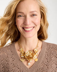 Chico's Online Gold Chico’s Originals Filigree Flower Bib Necklace