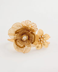 Chico's Discount Gold Filigree Flower Hinge Cuff Bracelet