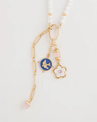 Chico's On Sale Orchid Medallion Pendant Pearl Necklace