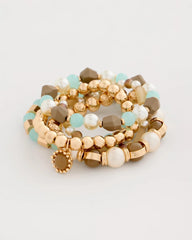 Chico's Online Aqua Aqua Stretch Set of Five Beaded Bracelets