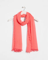 Chico's On Sale Calypso Coral Pom Pom Oblong Scarf