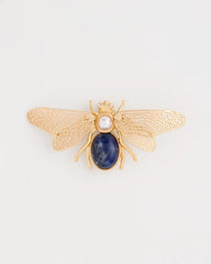 Chico's Online Blue Sodalite Stone Pearl Bee Brooch