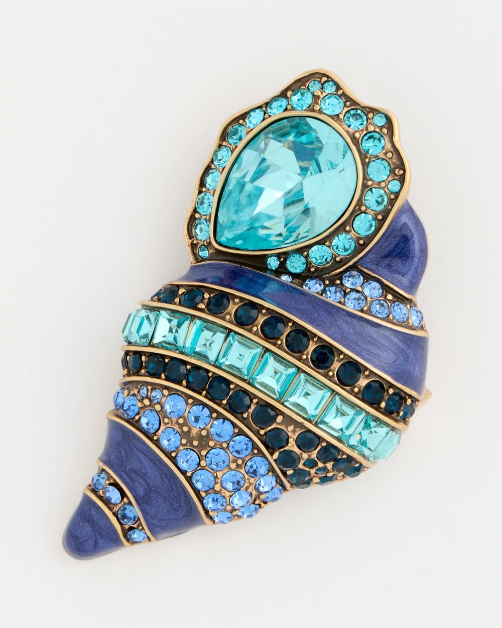 Chico's Outlet Blue Faux Blue Halo Diamond Conch Shell Brooch