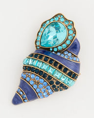 Chico's Outlet Blue Faux Blue Halo Diamond Conch Shell Brooch