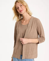 Chico's Online Topaz Smoke Linen Open Front Cardigan