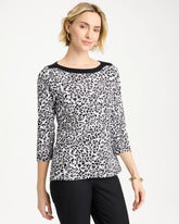 Chico's Outlet Black Fauna Pima 3/4 Sleeve Tee