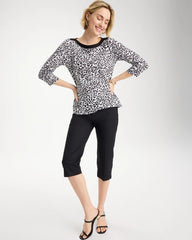 Chico's Outlet Black Fauna Pima 3/4 Sleeve Tee