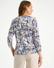 Chico's On Sale Black Floral Cotton Slub Tee
