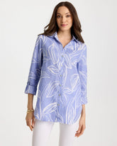 Chico's For Sale Blue Orchid No Iron™ Printed Linen Tunic