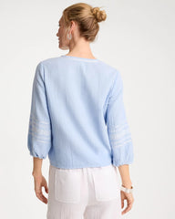 Chico's Outlet Blue Haven Cotton Gauze Tie-Front Blouse
